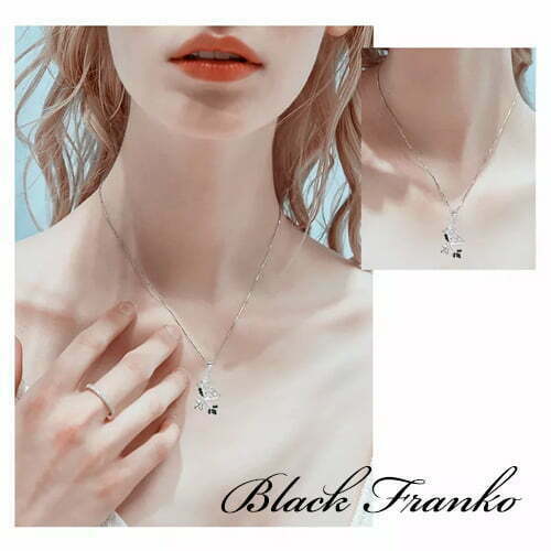 Naszyjnik s12 Platerowany Platyną CZ / Spinel - Franko - obrazek 4