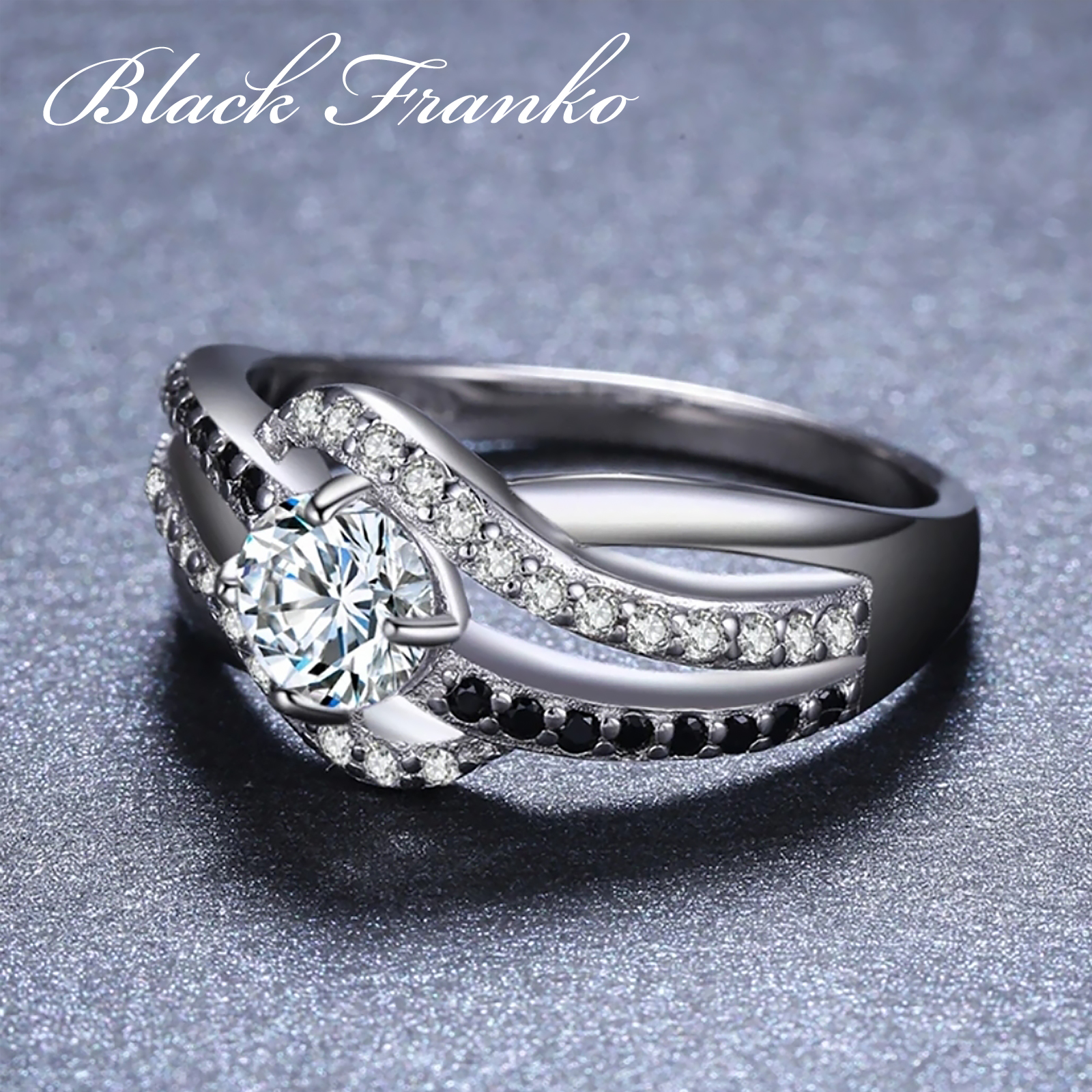 Pierścionek s4 Platerowany Platyną CZ / Spinel - Franko - obrazek 3