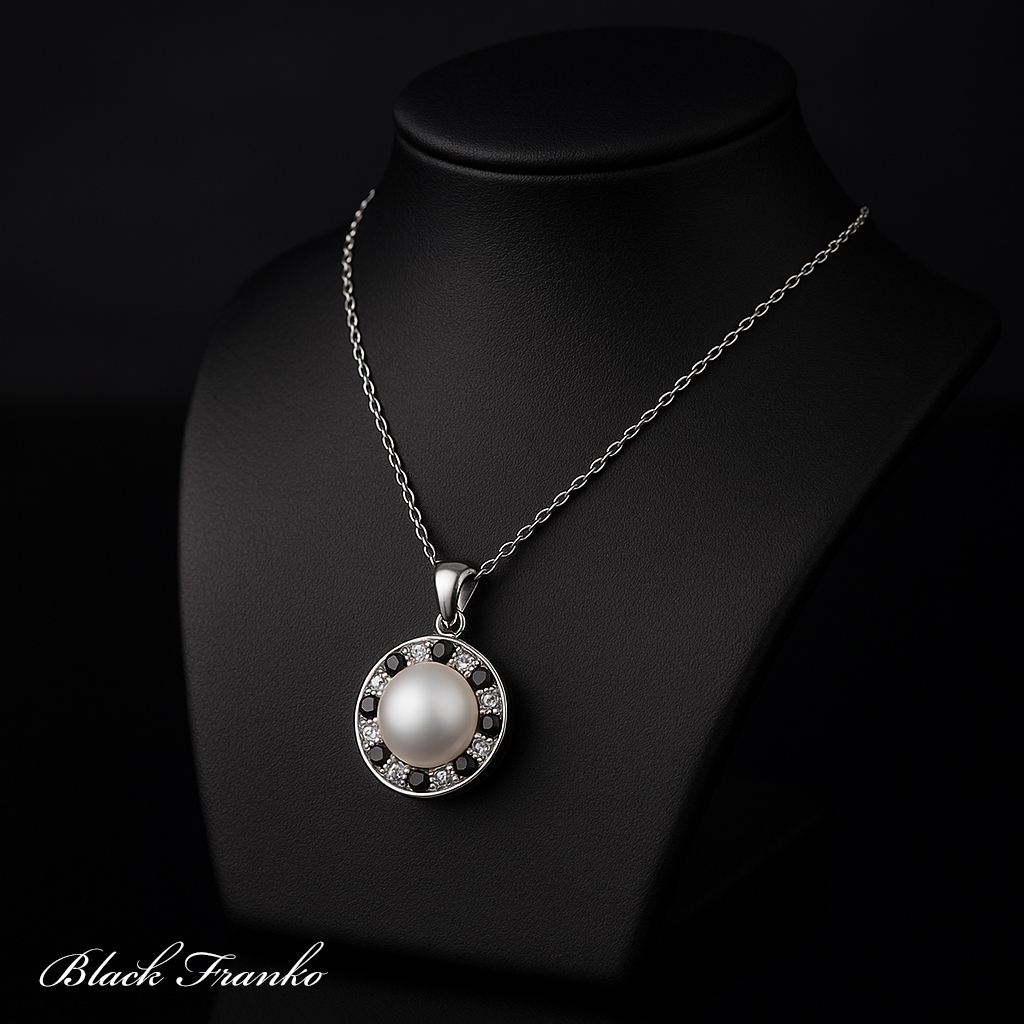 Naszyjnik s18 Platerowany Platyną CZ / Spinel - obrazek 3