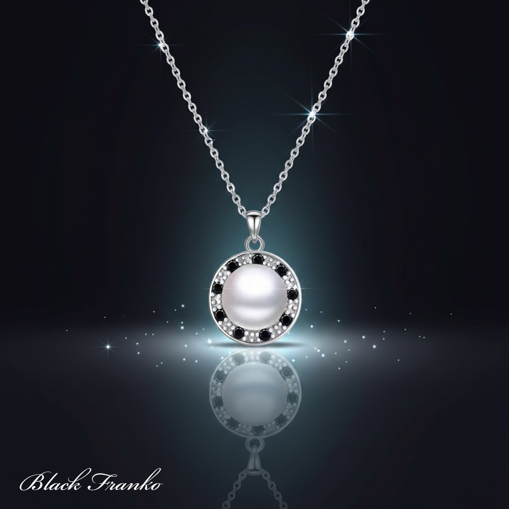 Naszyjnik s18 Platerowany Platyną CZ / Spinel - obrazek 2