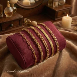 Złoty Zestaw 5 Bransoletek BSZG01 ze Stali Chirurgicznej 316L