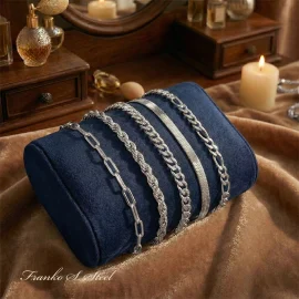 Srebrny Zestaw 5 Bransoletek BSZS01 ze Stali Chirurgicznej 316L