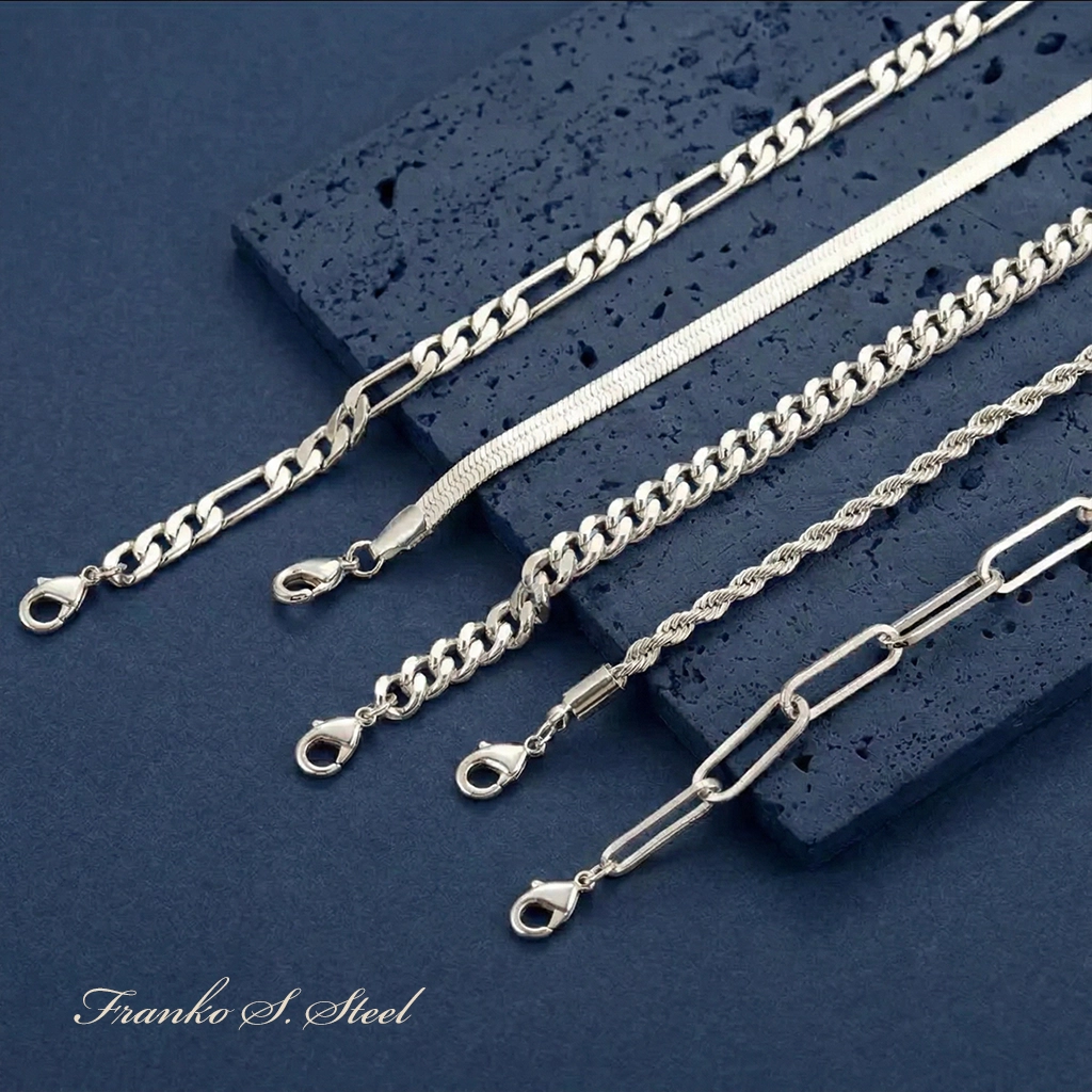 Srebrny Zestaw 5 Bransoletek BSZS01 ze Stali Chirurgicznej 316L - obrazek 4