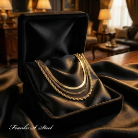 Zestaw 3w1: Trzy Złote Naszyjniki NSNG17 Stal Chirurgiczna 316L