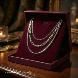 Naszyjnik Potrójny Srebrny NSNS16 Stal Chirurgiczna 316L