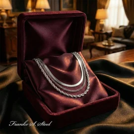 Zestaw 3w1: Trzy Srebrne Naszyjniki NSNS17 Stal Chirurgiczna 316L